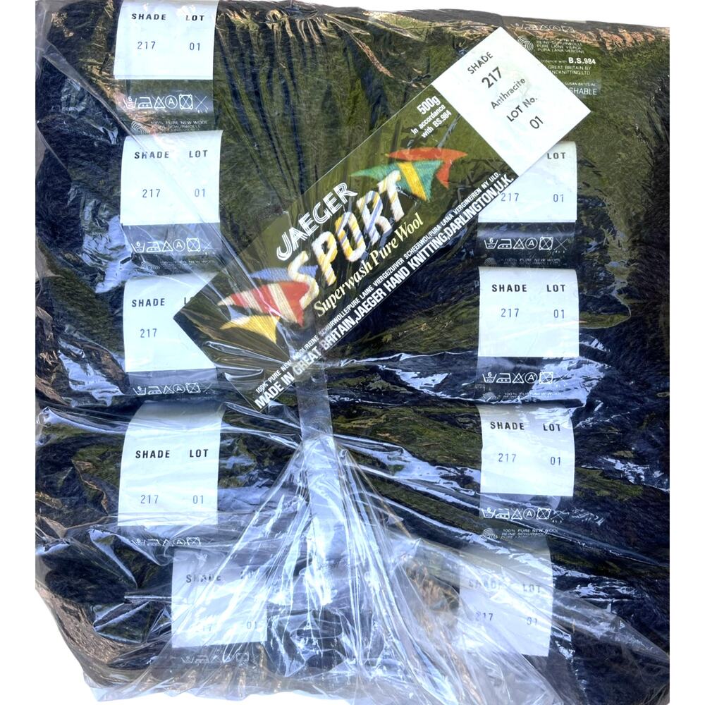 10 x Jaeger Sport Superwash Pure Wool 50g skeins | 217 Anthracite Grey, UK - Picture 2 of 8